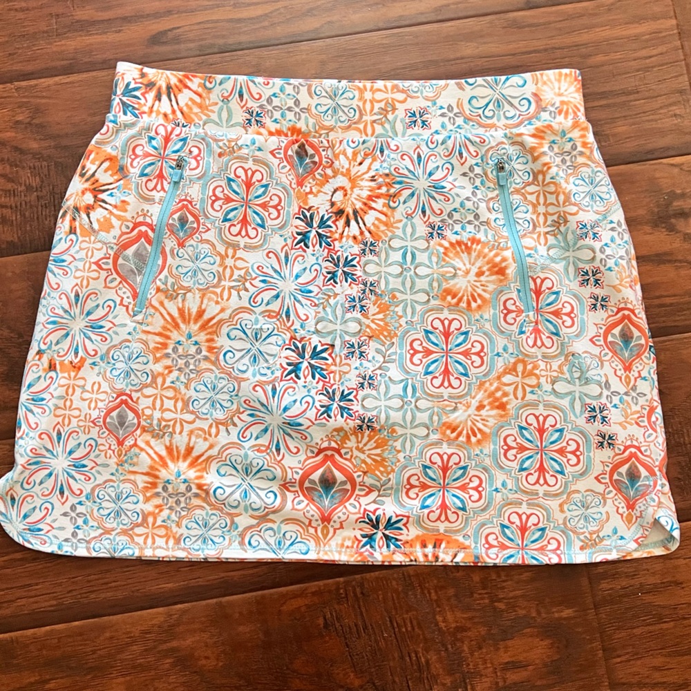 Talbots Orange and Blue Floral Mini Skirt w/shorts